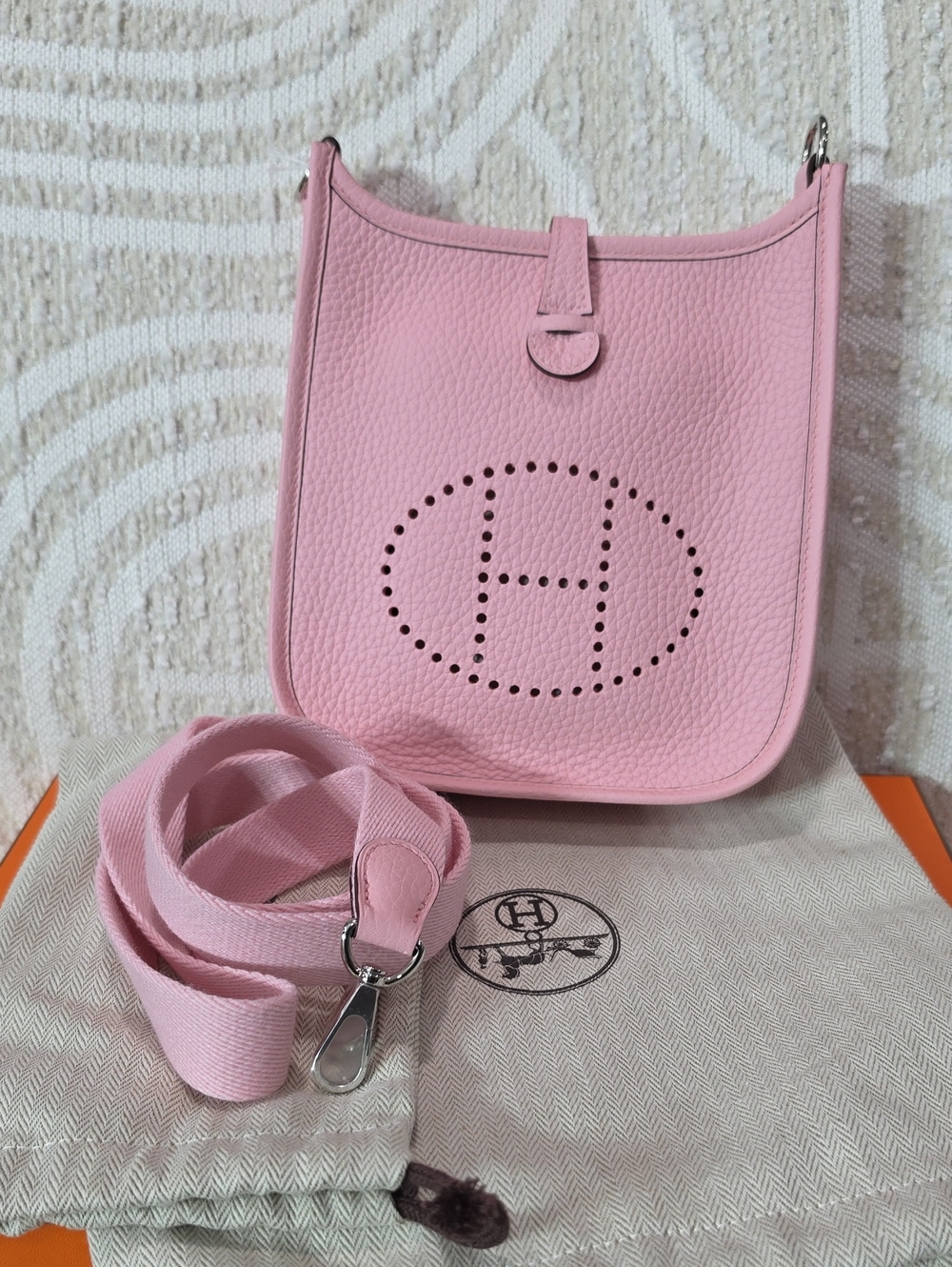 Hermes Brand New Evelyn 16 3Q Sakura Pink Crossbody Bag